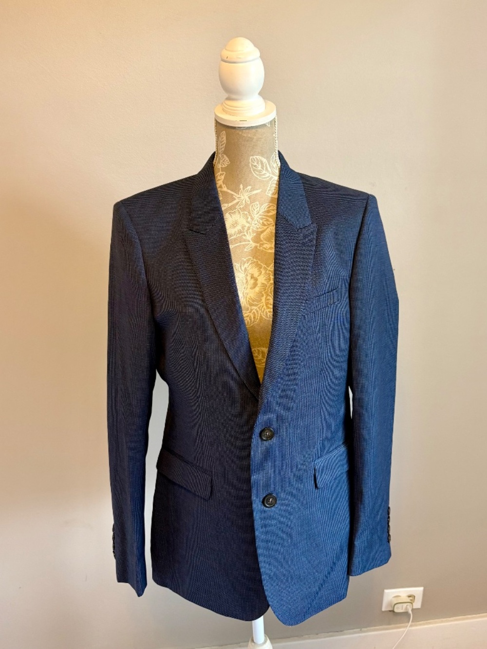 The Kooples NWT Navy Finest Dots Slim Blazer US 38 EU 48- 100% wool